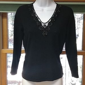 JNY Black beaded sweater